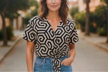 Chemise manche courte  taille 44 en lin et coton