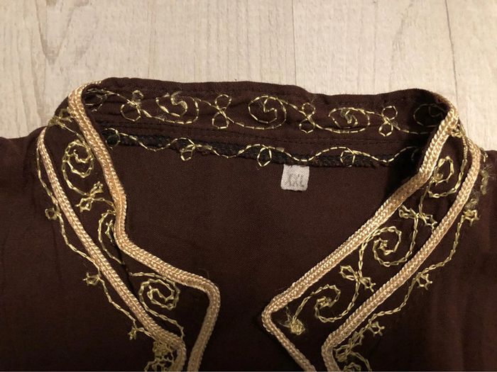 AN9- Blouse marron longue brodée TXXL (44-46) portée 1 fois - photo numéro 8