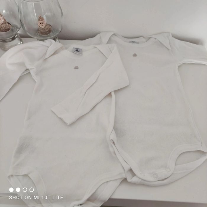 Lot de 2 body manches longues blanc petit bateau