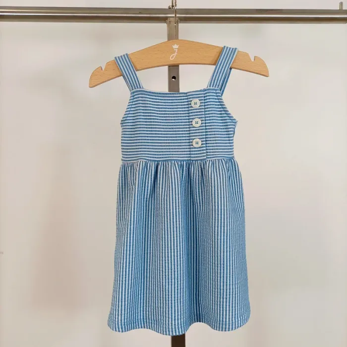 Robe rayée bleue et blanche – Bébé fille – 12 mois A636