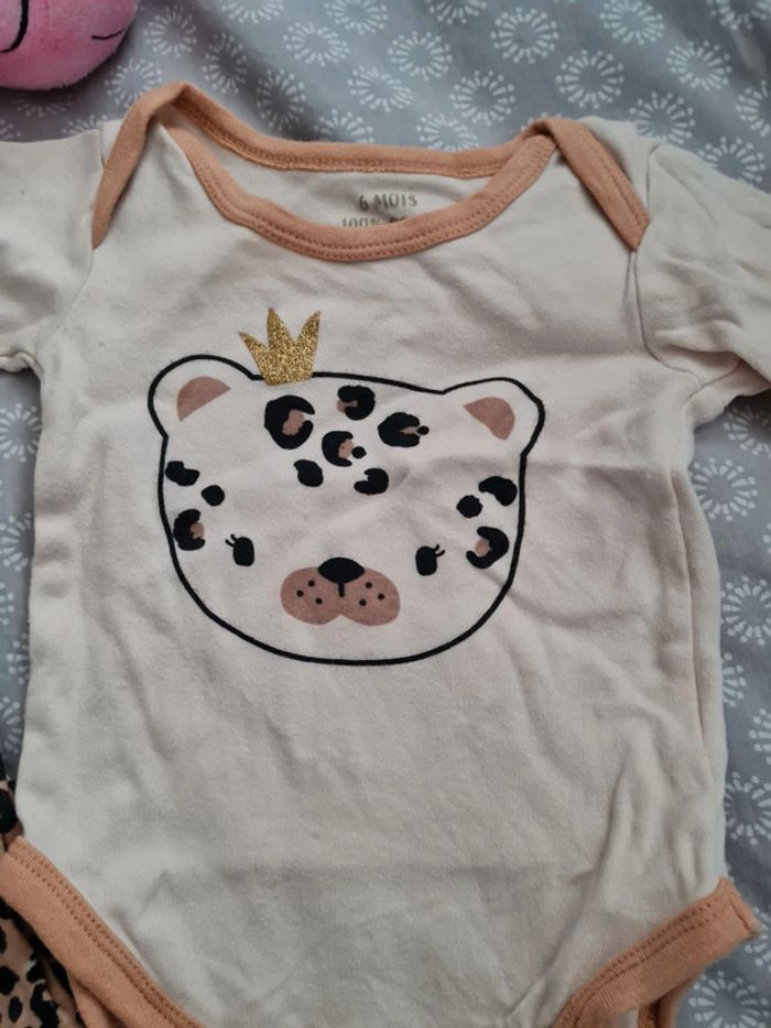 Ensemble legging bodies bavoir fille 6 mois - photo numéro 3