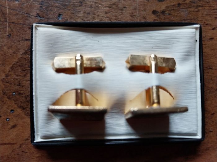 Boutons de manchette vintage marin voilier doré et noir - photo numéro 3