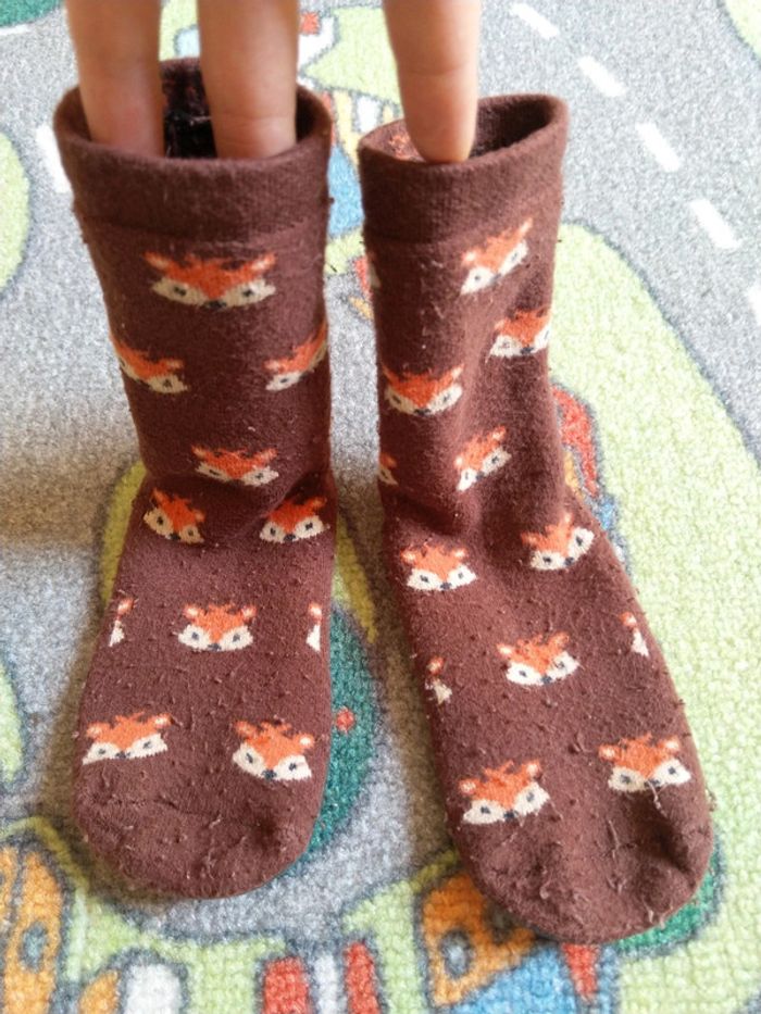 Chaussons chaussettes antidérapantes pointure 27-28 theme renard