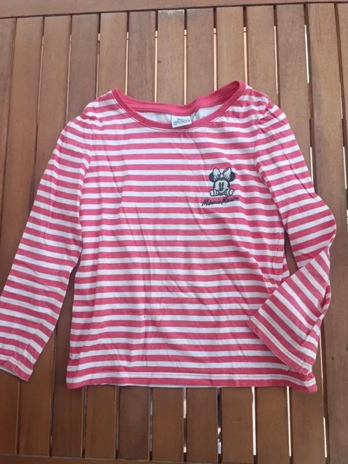 Tee shirt manches longues rayé Minnie 5 ans