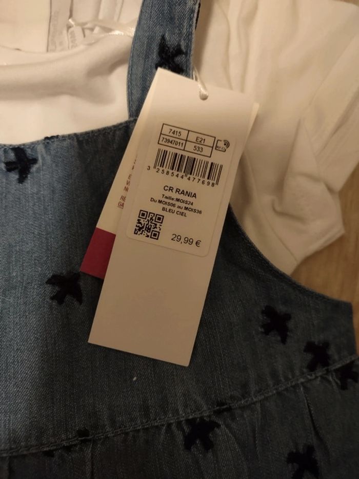 Ensemble Rania t-shirt + robe en jean oiseaux Cadet Rousselle - photo numéro 3