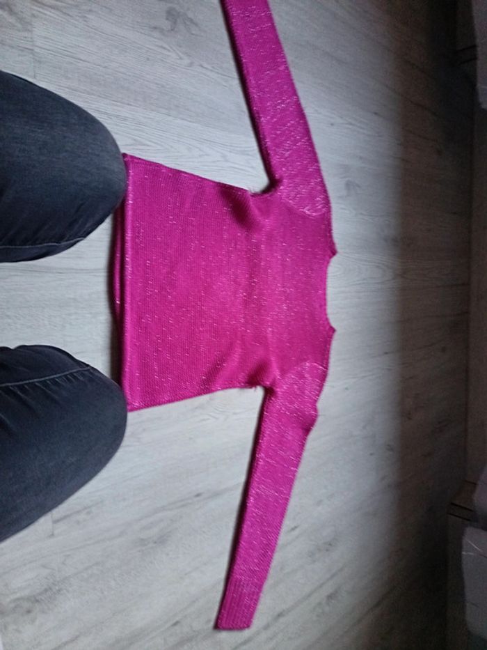 Pull fille 12 ans Lee Cooper rose à paillettes argentée en très bon. - photo numéro 9
