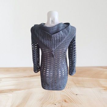 Gilet cardigan à capuche 100%coton gris printemps été 36/38