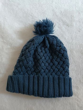 Bonnet marine à pompon mixte taille 12 / 14 ans
