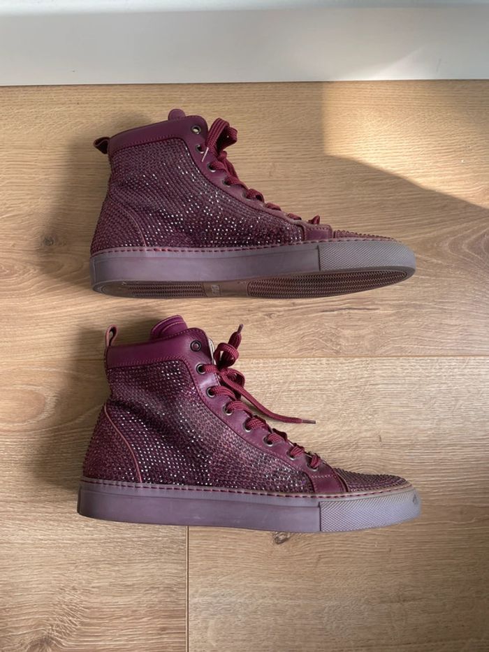 Baskets montantes Le Silla bordeaux à strass - photo numéro 5