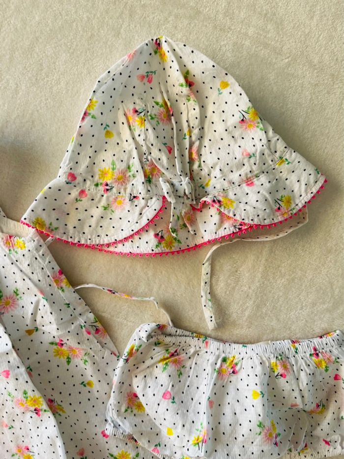 Robe cache couche et chapeau bébé fille du pareil au même - photo numéro 3