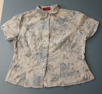 Chemisier blanc motif bleu