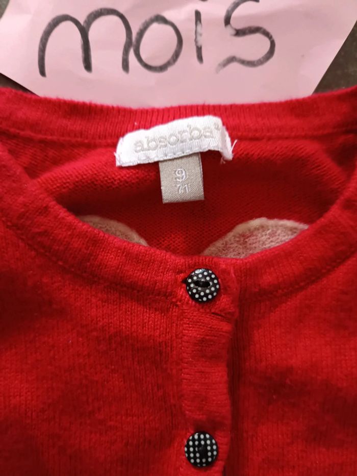 Gilet rouge coeur 9 mois - photo numéro 3