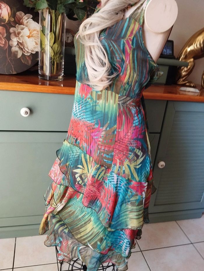 🐝Robe d'Été Imprimé Floral & Froufrous Toscane T44+🐝 - photo numéro 7