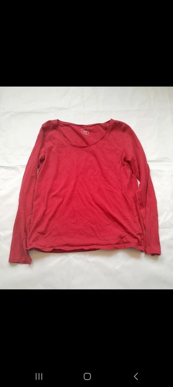 Tee shirt à manches longues femme rouge Tissaia taille M en coton