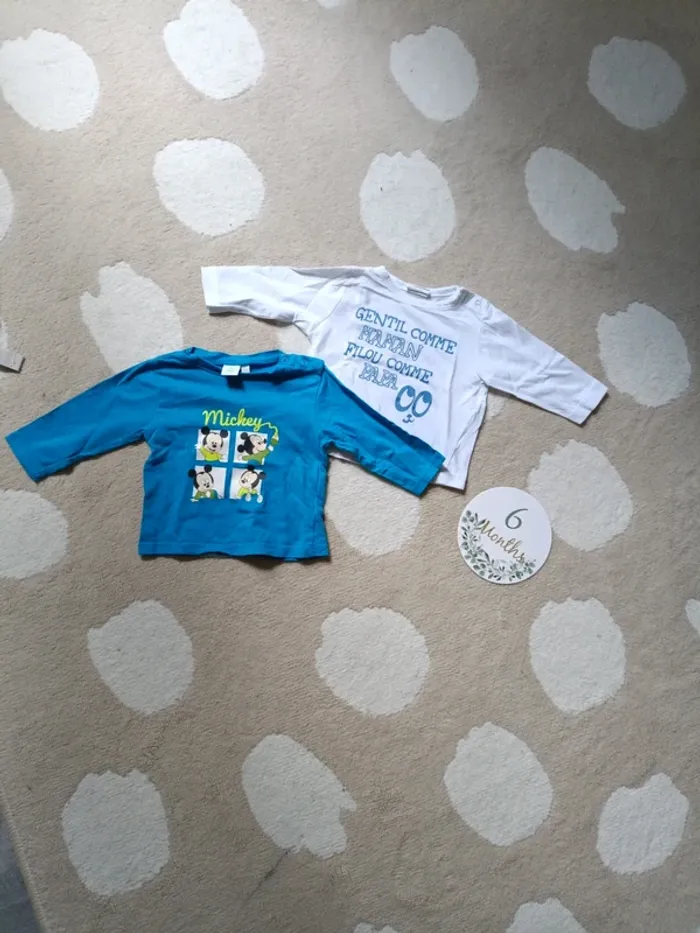 Lot 2 t-shirt manches longues 6 mois