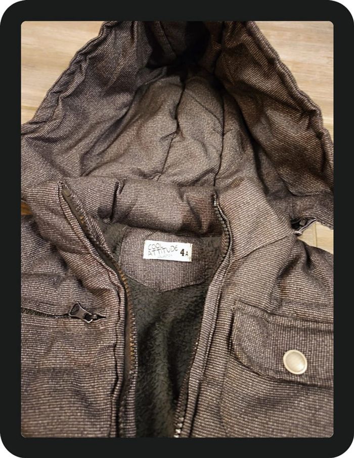 Blouson à capuche amovible noir gris Cool Attitude Taille 4 ans - photo numéro 4