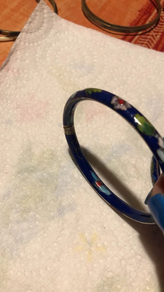 Lot de deux bracelets cloisonnés marine et fleuris - photo numéro 5