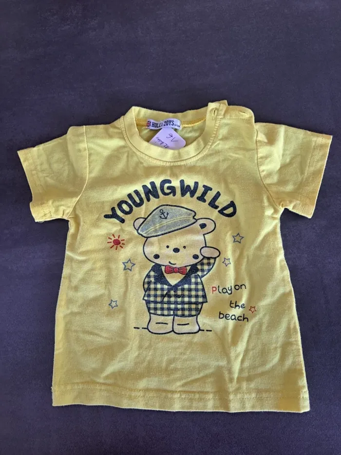 t-shirt jaune oursons 9-12 mois