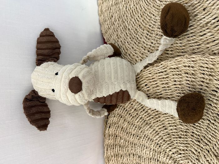 Peluche Chiot Cuddle Buddies en velours côtelé marron crème - photo numéro 1