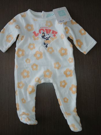 pyjamas en velours disney minnie 3 mois 