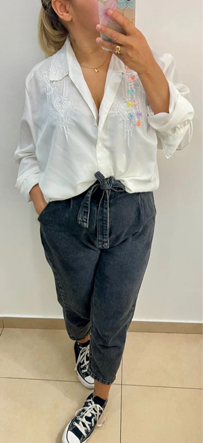 Chemise blanche brodée Taille 46 - photo numéro 3