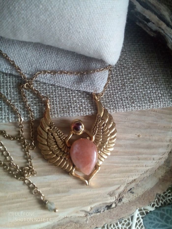 Collier scarabée pierres naturelles semi précieuses - photo numéro 2