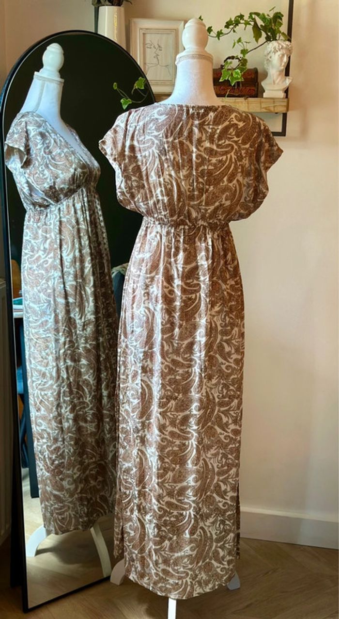 Belle robe longue motifs paisley fleuris taille U - Laraethnics - photo numéro 6