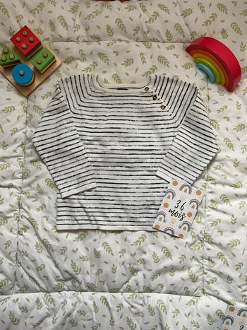 pull en laine blanc rayé marine léger 36 mosi kiabi