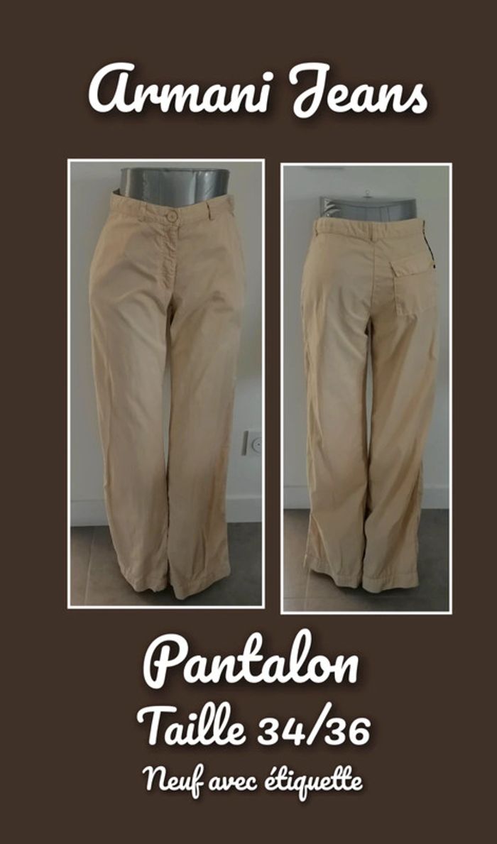 Pantalon beige évasé Taille 34/36 Armani Jeans