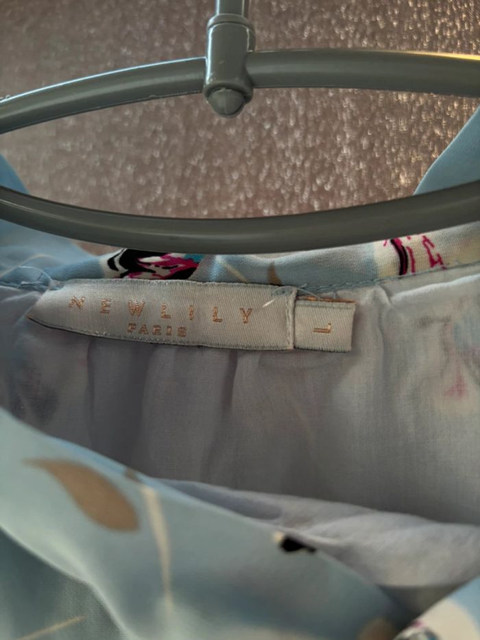 Robe bleu fleurie avec col noué New Lily taille L - photo numéro 4