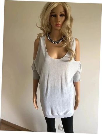 Haut ample gris clair pailleté à manches courtes Morgan taille S bon état