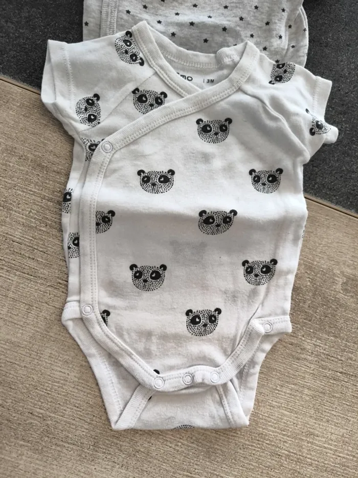 Lot de 3 bodies ouverture croisée garçon mc 3 mois Gémo - photo numéro 3