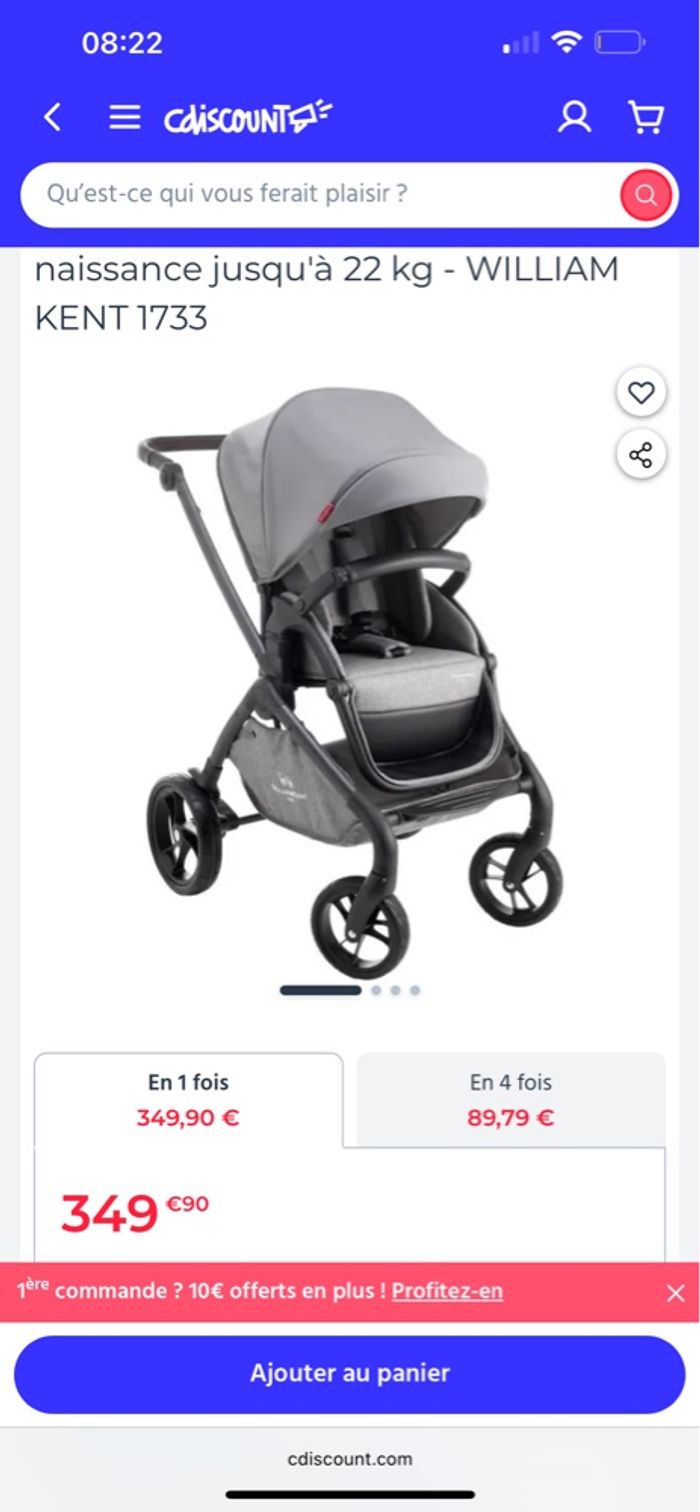 Poussette trio william Kent Vega + base isofix