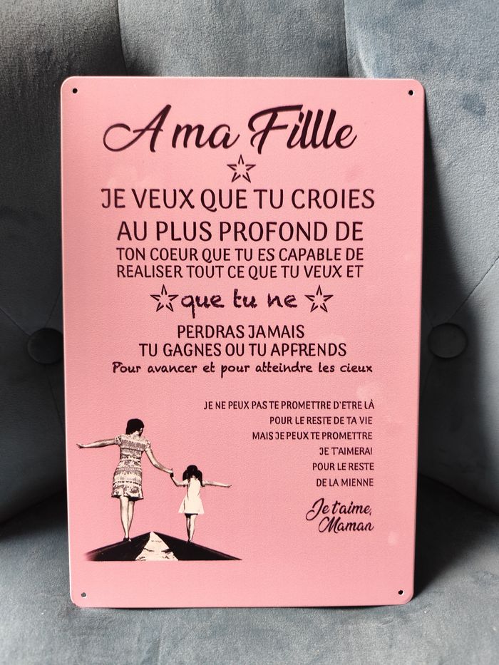 Plaque métal citation mère fille neuve 20x30cm