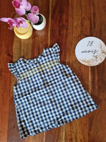 Blouse sans manches imprimé Vichy Sergent Major