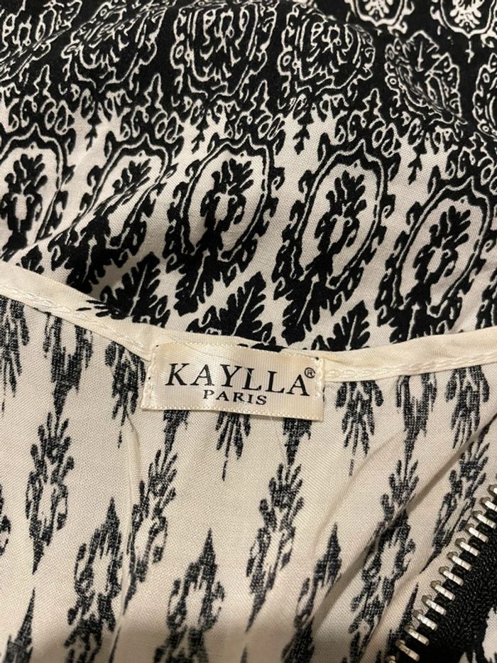 Robe Kaylla motif ethnique noir et blanc, fermeture éclair, taille 36 - photo numéro 7