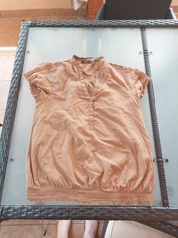 Blouse Camel Mim Taille 38 col v boutons