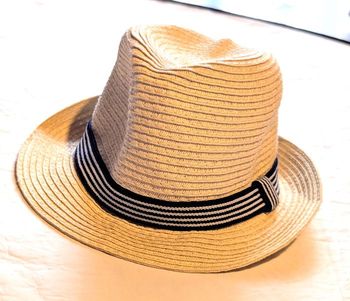 Chapeau Tams Crème Large Bandeau Fines Rayures Blanches Noires Accessoire Petits Enfants