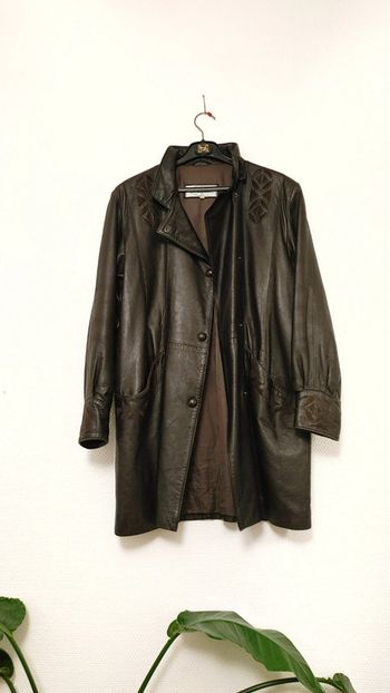 Manteau vintage en cuir Au Renard vintage hiver très chaud