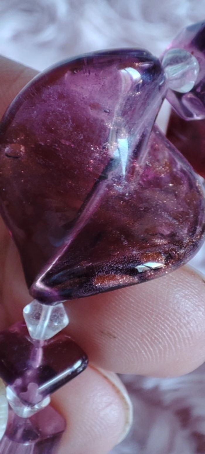 Collier perles en verre violet - photo numéro 10