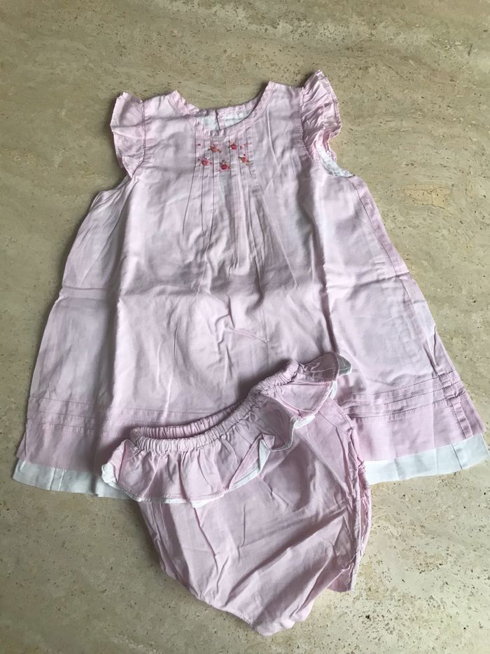 ROBE & BLOOMER ASSORTI "JACADI" ROSE - TAILLE : 6 MOIS