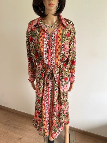 Robe longue imprimée neuve en soie Trebol taille S/M