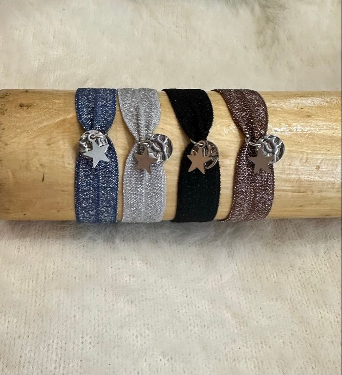 Bracelet tissu petite étoile argenté