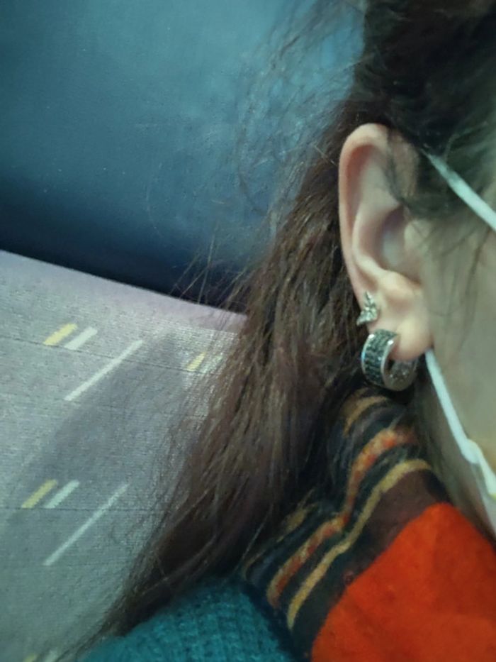 Boucles d'oreilles en argent recto verso strass blanc ou noir - photo numéro 11