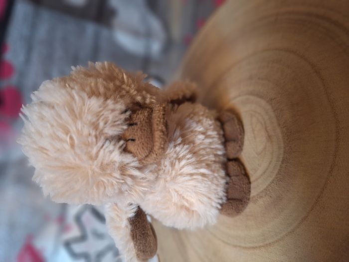 Peluche doudou petit canard duveteux mon poussin beige et marron - photo numéro 4