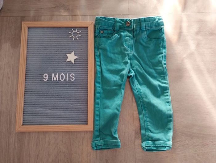 Jean bleu turquoise 9 mois