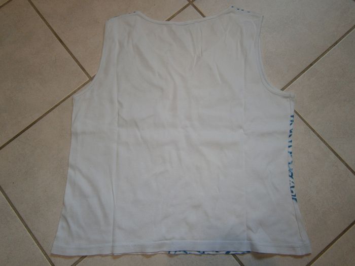 Débardeur blanc à motifs bleu CHRISTINE LAURE Taille 2/38 - photo numéro 7