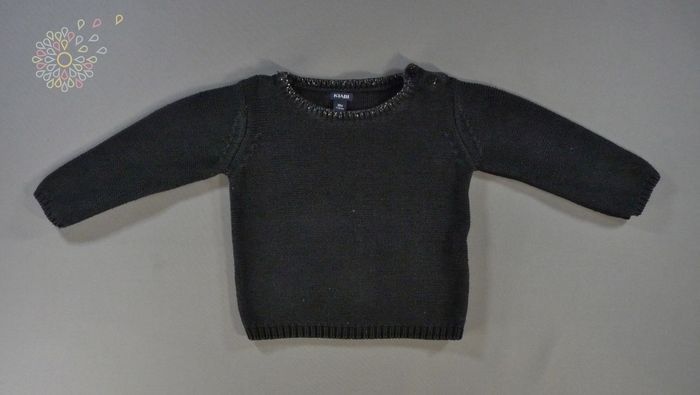 Pull tricot noir argent Kiabi 18 mois 77 – 82 cm fille