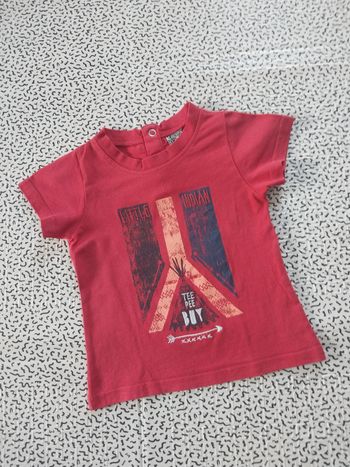 T-shirt bébé rouge motif tipi indien – Tape à l’œil – 12 mois / 74 cm – Little Indian Tee Pee Boy