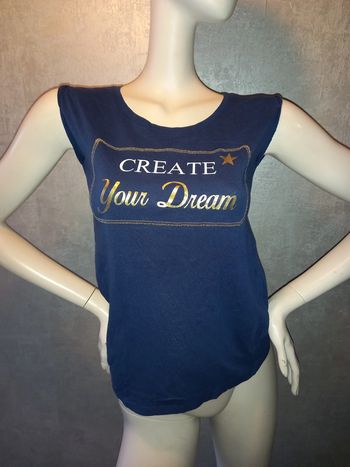 débardeur bleu marine et doré in extenso taille 34/36